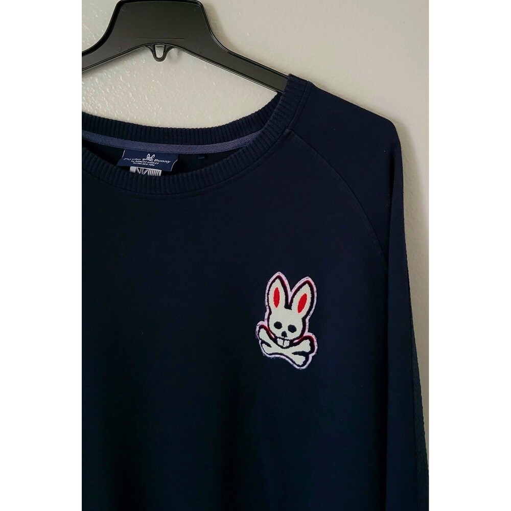 Men's Psycho Bunny Cotton Pullover Crewneck Sweater Sz 4XL Big & Tall Navy Blue - Picture 2 of 9